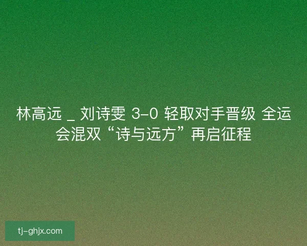 林高远 _ 刘诗雯 3-0 轻取对手晋级 全运会混双 “诗与远方” 再启征程