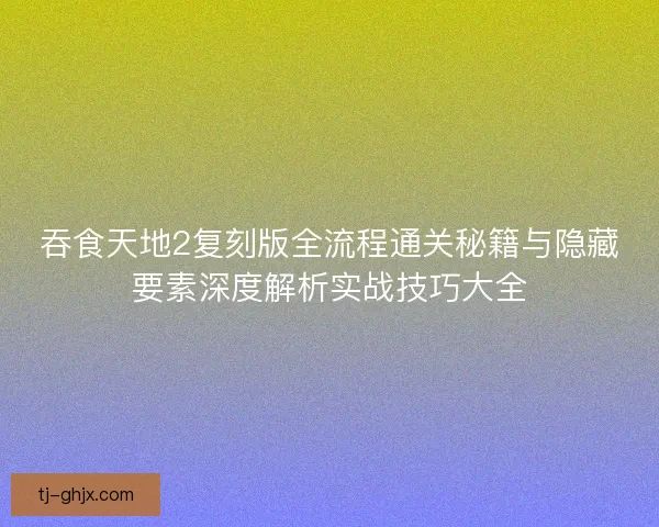 吞食天地2复刻版全流程通关秘籍与隐藏要素深度解析实战技巧大全