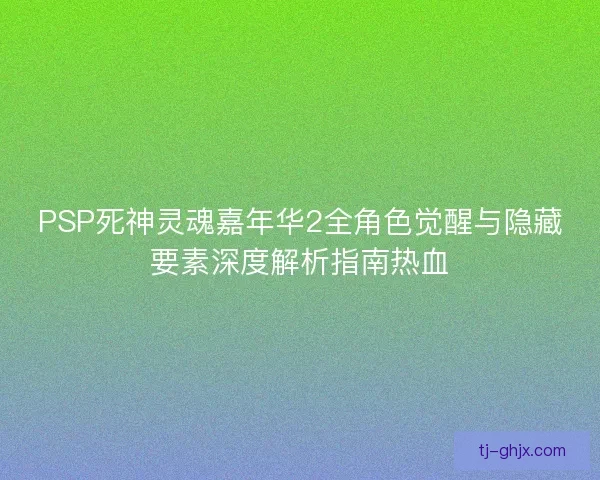 PSP死神灵魂嘉年华2全角色觉醒与隐藏要素深度解析指南热血