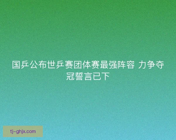 国乒公布世乒赛团体赛最强阵容 力争夺冠誓言已下