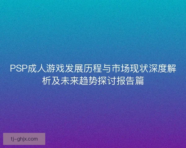 PSP成人游戏发展历程与市场现状深度解析及未来趋势探讨报告篇